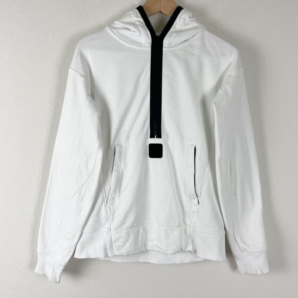 CP Company Hooded Sweatshirt Mens Small White Half Zip Casual Hipster Sporty